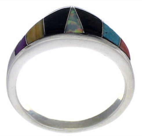 Genuine Sterling Silver Multicolor Ring Size 6-3/4 EX43898